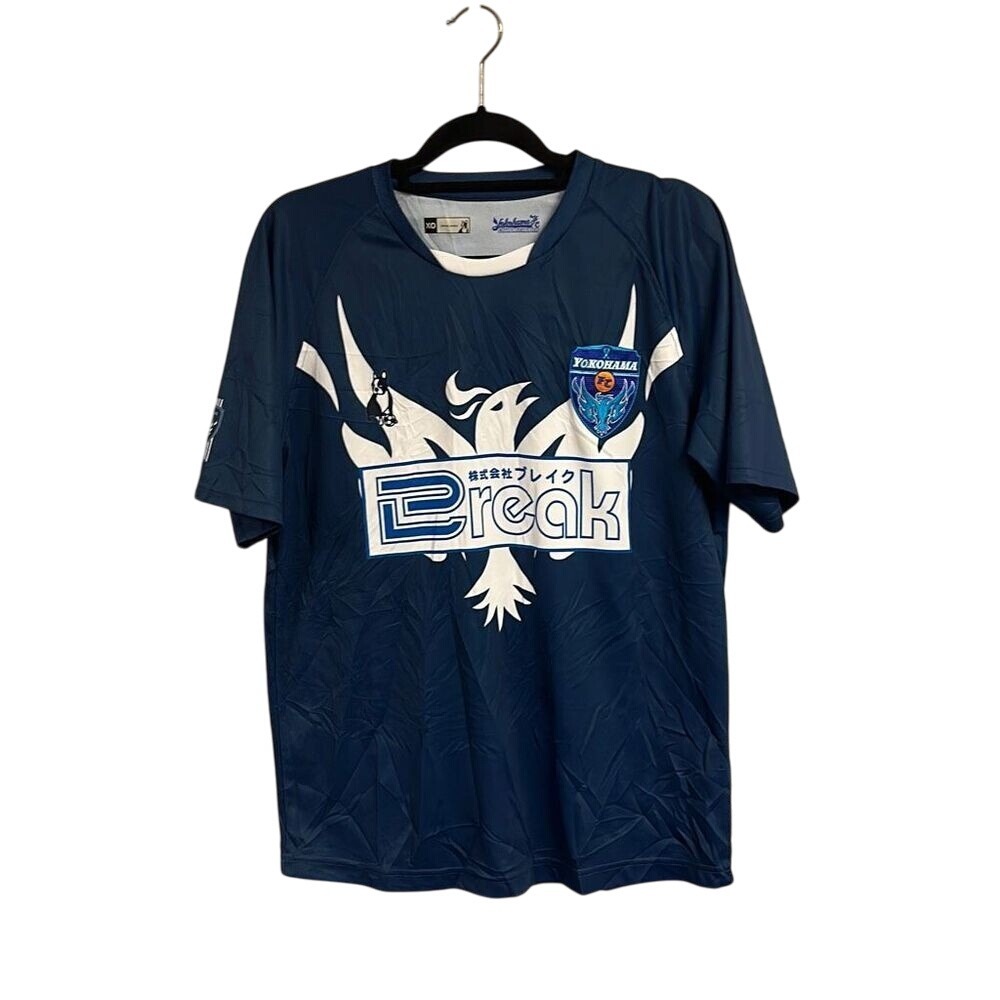 Yokohama FC Men's Blue Pullover Mixed Pattern Raglan Jersey Shirt Size M